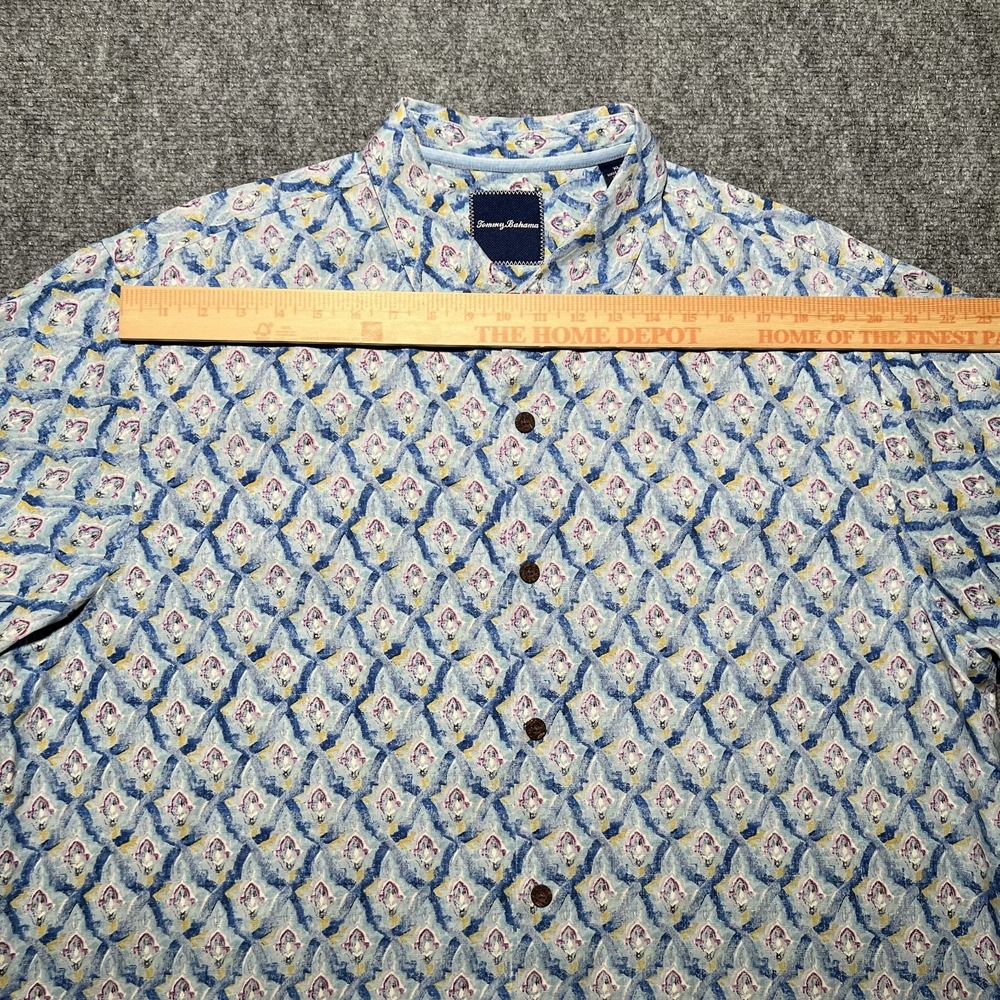 Tommy Bahama Silk Hawaiian Button Up Shirt Geometric Print Size XL TALL - Picture 4 of 8